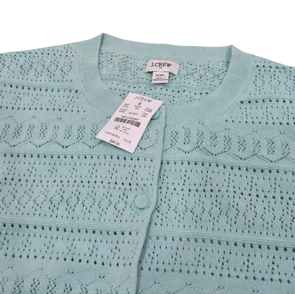 J.Crew Pointellle Cardigan Sweater In Light Aqua